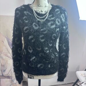 Apt. 9 Black and Gray Textured Women's Sweater